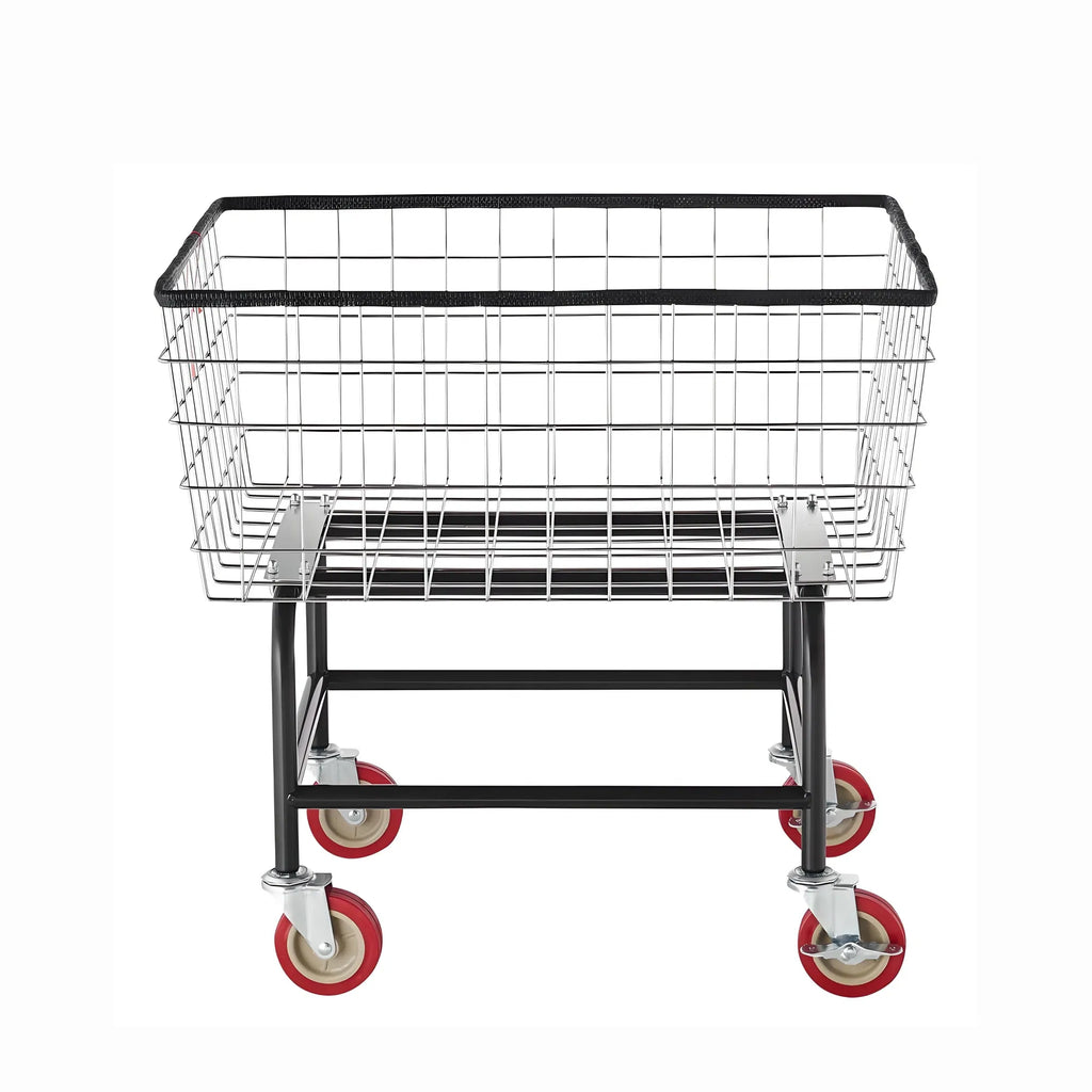 Wire Laundry Cart with Wheels, 2.8 Bushel Rolling Laundry Basket, Steel Frame with 4" Swivel Casters, 26.7" x 21.7" x 26.4"