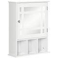 Bathroom Mirror Cabinet, Wall Mounted Medicine Cabinet with Adjustable Shelf and 3 Open Compartments, White