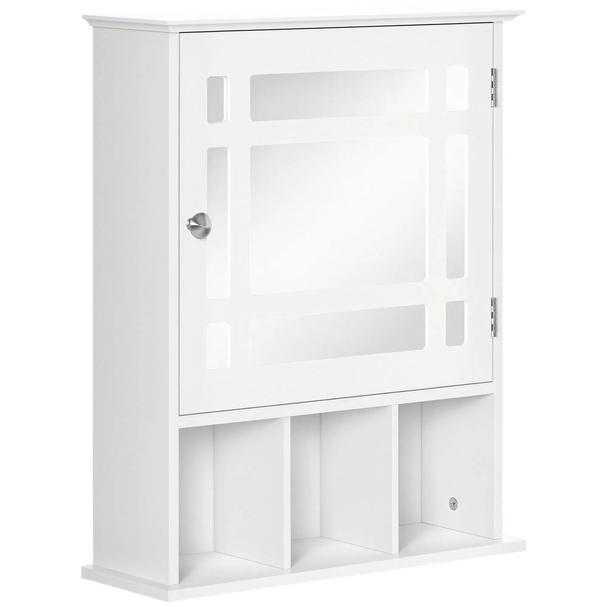 Bathroom Mirror Cabinet, Wall Mounted Medicine Cabinet with Adjustable Shelf and 3 Open Compartments, White