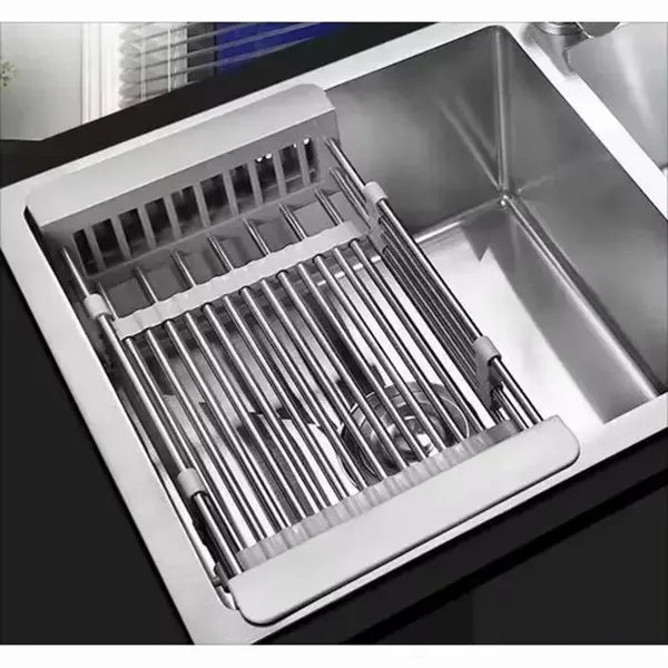 Adjustable Over the Sink Dish Drying Rack, Stainless Steel Expandable Drain Basket for Dishes and Produce