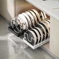 Pull Out Pots and Pans Organizer for Under Cabinet, 8 Adjustable Dividers, Carbon Steel Sliding Cookware and Lid Rack, Black or White
