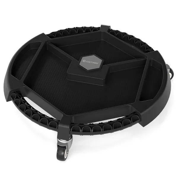 Rolling Tool Caddy Tray With 4 Compartments, Magnets and 360° Swivel Casters, Black Portable Garage Organizer, 19.5"