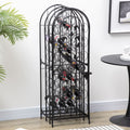 45-Bottle Wine Rack with Locking Door, Black Wrought Iron Freestanding Wine Storage Cabinet for Kitchen, Bar or Dining Room