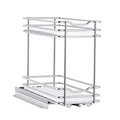 Pull Out Spice Rack Organizer for Cabinet, 2 Tier Slide Out Metal Seasoning Basket, Silver, 4.33" W x 8.46" D x 10.43" H