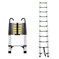 Telescoping Extension Ladder, 10.5 ft Aluminum Folding Ladder With Hooks, 330 lb Capacity, Antique Silver