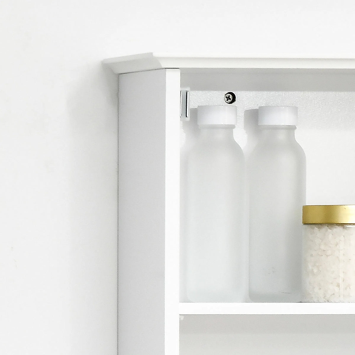 Bathroom Mirror Cabinet, Wall Mounted Medicine Cabinet with Adjustable Shelf and 3 Open Compartments, White