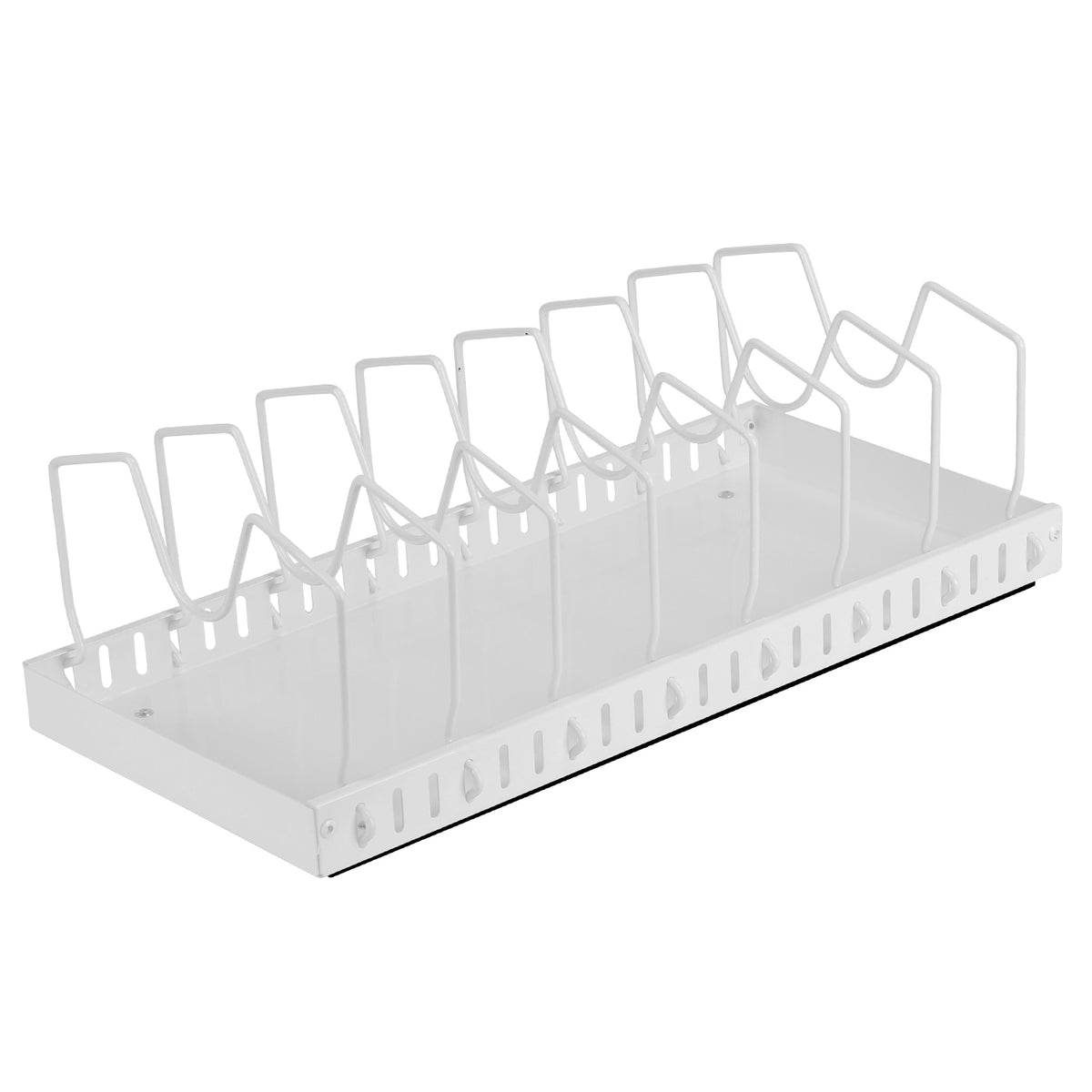 Pull Out Pots and Pans Organizer for Under Cabinet, 8 Adjustable Dividers, Carbon Steel Sliding Cookware and Lid Rack, Black or White