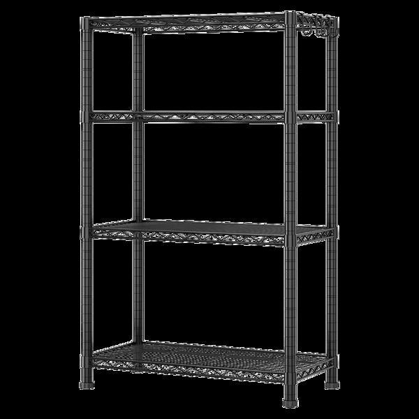 8-Tier Wire Shelving Unit, Black Carbon Steel Storage Rack With Adjustable Feet and 4 S-Hooks, 23.62 x 13.78 x 78.74 Inches
