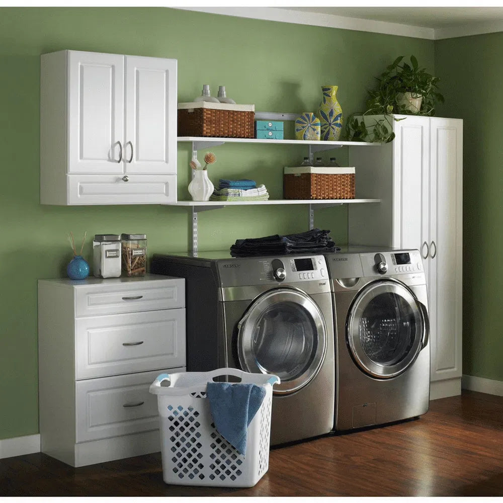 2 Bushel Laundry Basket With Silver Handles, White Plastic Hamper, 71 Liter Capacity, 2 Pack