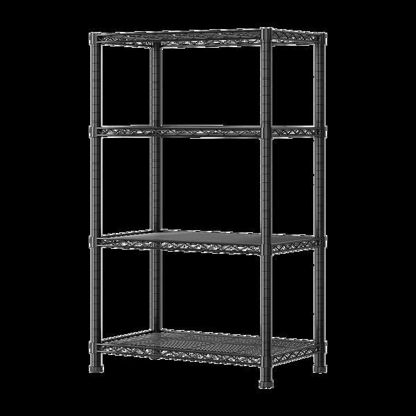 8-Tier Wire Shelving Unit, Black Carbon Steel Storage Rack With Adjustable Feet and 4 S-Hooks, 23.62 x 13.78 x 78.74 Inches
