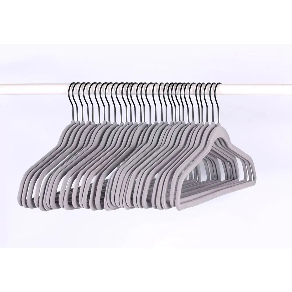 Velvet Suit Hangers, 30 Pack - Slim Flocked Clothes Hangers for Shirts, Dresses, Sweaters and Suits, Black