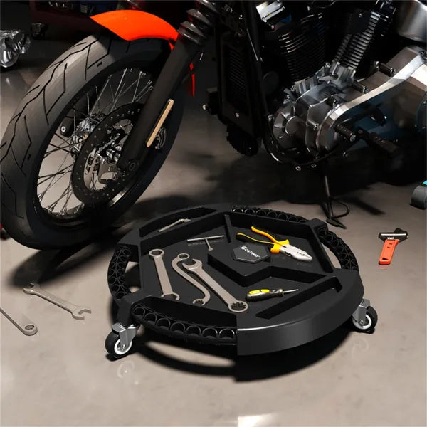 Rolling Tool Caddy Tray With 4 Compartments, Magnets and 360° Swivel Casters, Black Portable Garage Organizer, 19.5"