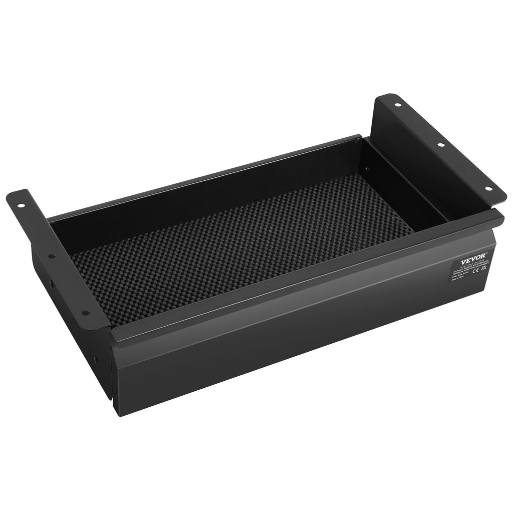 Under Desk Drawer Slide Out, Black Steel Pull-Out Pencil Drawer With Cable Holes, 17 x 9 x 4 In