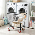 Wire Laundry Cart with Wheels, 2.8 Bushel Rolling Laundry Basket, Steel Frame with 4" Swivel Casters, 26.7" x 21.7" x 26.4"