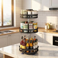 3-Tier Rotating Spice Rack Organizer, Black Carbon Steel 360-Degree Turntable for Kitchen Countertop and Cabinet
