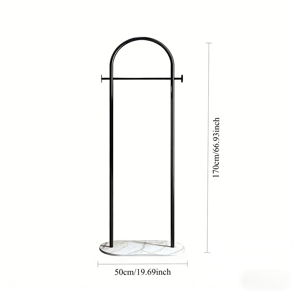 Freestanding Clothes Rack With Marble Base, Metal Garment Rack With 2 Side Hooks for Bedroom and Entryway