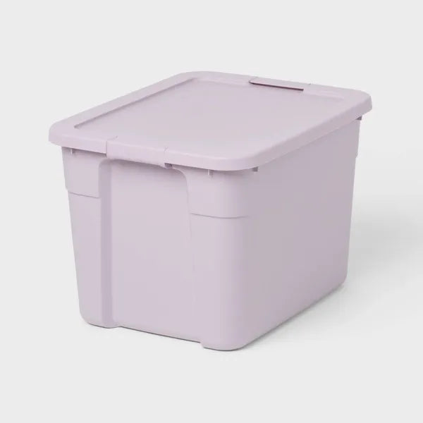 20 Gallon Storage Tote With Lid, Stackable Plastic Storage Bin With Clip Handles for Garage, Basement, and Attic