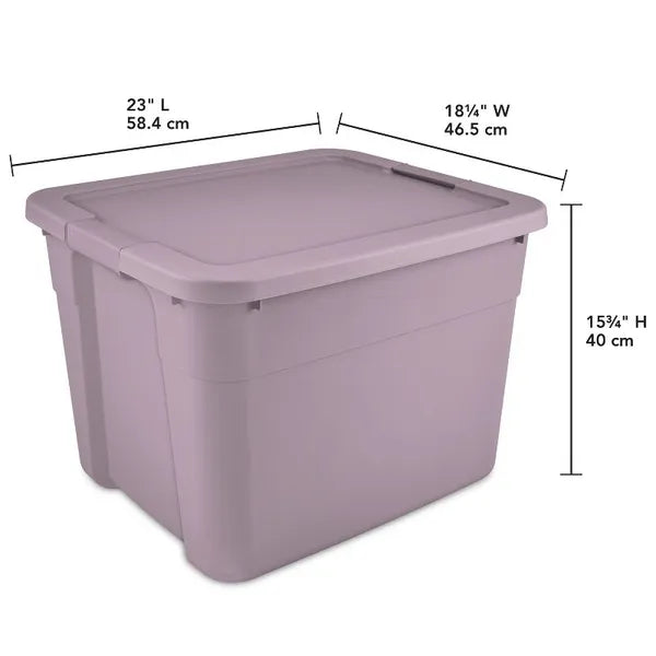 20 Gallon Storage Tote With Lid, Stackable Plastic Storage Bin With Clip Handles for Garage, Basement, and Attic