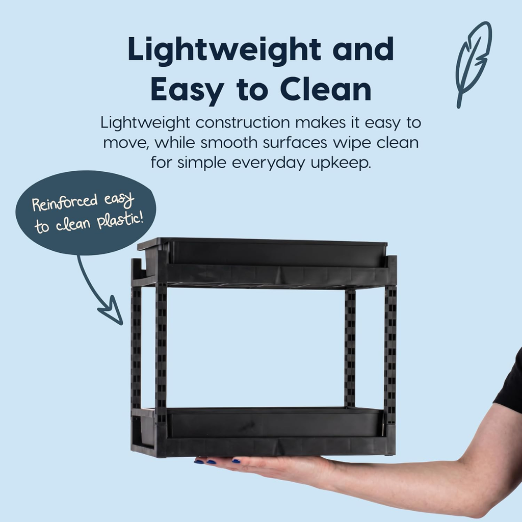 2 Tier Pull Out Cabinet Organizer, Black Under Sink Sliding Drawer Storage for Kitchen, Bathroom and Pantry, 16 x 9 x 14 in