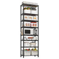 8-Tier Wire Shelving Unit, Black Carbon Steel Storage Rack With Adjustable Feet and 4 S-Hooks, 23.62 x 13.78 x 78.74 Inches