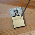 Sticky Note Holder With Refillable 3 x 3 Pad, Watercolor Bernedoodle Dog Art Desk Accessory