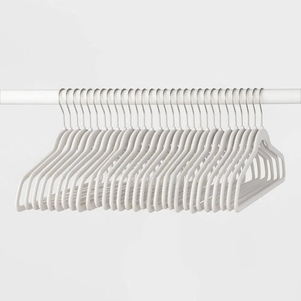 Velvet Suit Hangers, 30 Pack - Slim Flocked Clothes Hangers for Shirts, Dresses, Sweaters and Suits, Black